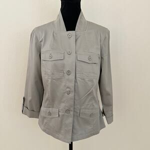 LIGHT Women Green Utility Lightweight Button Front Jacket Size S NWOT